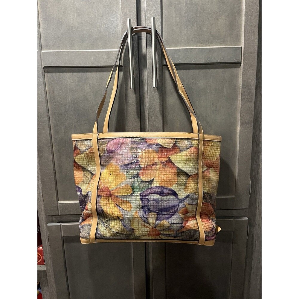 MAXX New York~Large Abstract Art Painting Cottagecore Tote Bag Purse Floral